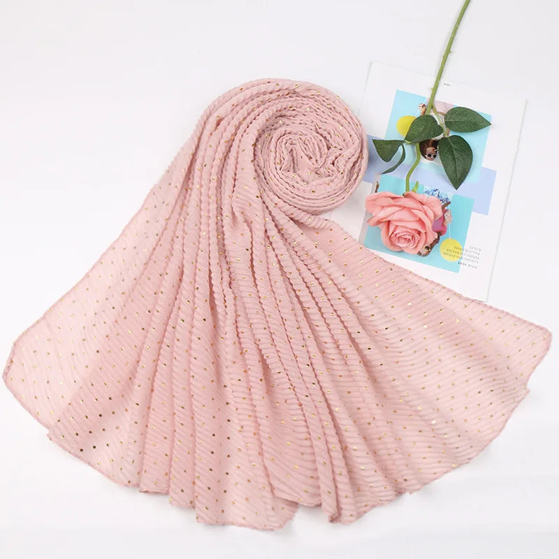 90*200cm muslim crinkle hijab scarf islamic sprinkle gold scarves with hot stamping foulard femme musulman solid shawls