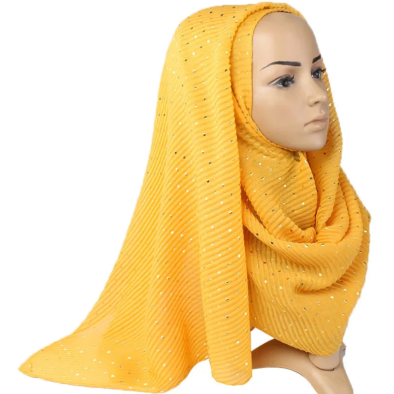 90*200cm muslim crinkle hijab scarf islamic sprinkle gold scarves with hot stamping foulard femme musulman solid shawls