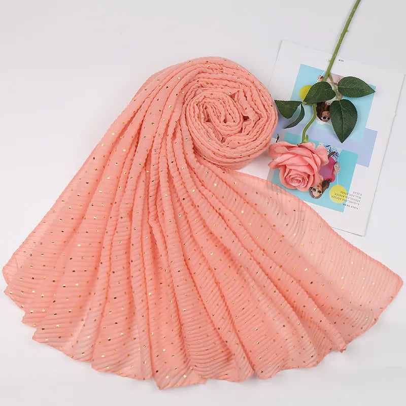 90*200cm muslim crinkle hijab scarf islamic sprinkle gold scarves with hot stamping foulard femme musulman solid shawls