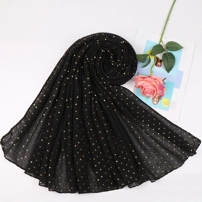 90*200cm muslim crinkle hijab scarf islamic sprinkle gold scarves with hot stamping foulard femme musulman solid shawls