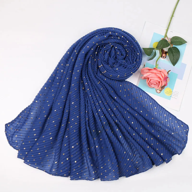 90*200cm muslim crinkle hijab scarf islamic sprinkle gold scarves with hot stamping foulard femme musulman solid shawls