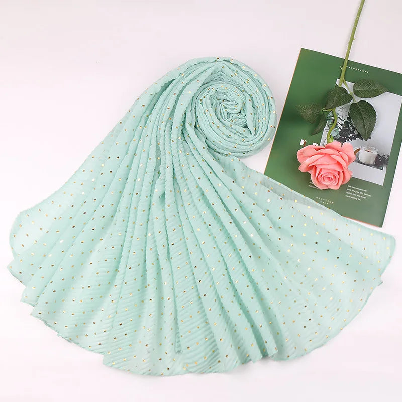 90*200cm muslim crinkle hijab scarf islamic sprinkle gold scarves with hot stamping foulard femme musulman solid shawls