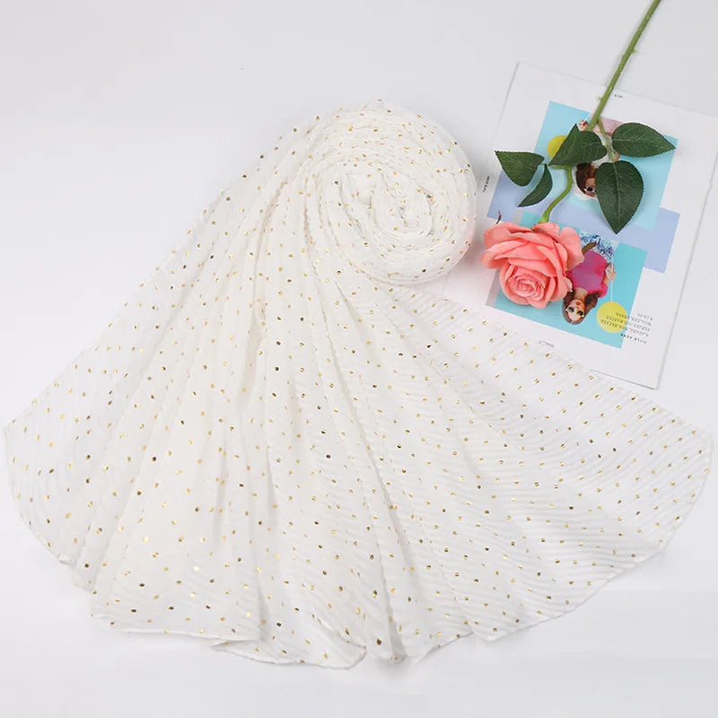 90*200cm muslim crinkle hijab scarf islamic sprinkle gold scarves with hot stamping foulard femme musulman solid shawls