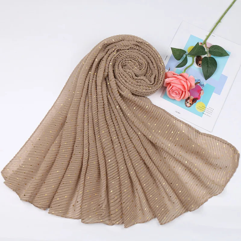 90*200cm muslim crinkle hijab scarf islamic sprinkle gold scarves with hot stamping foulard femme musulman solid shawls