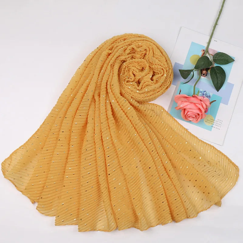 90*200cm muslim crinkle hijab scarf islamic sprinkle gold scarves with hot stamping foulard femme musulman solid shawls