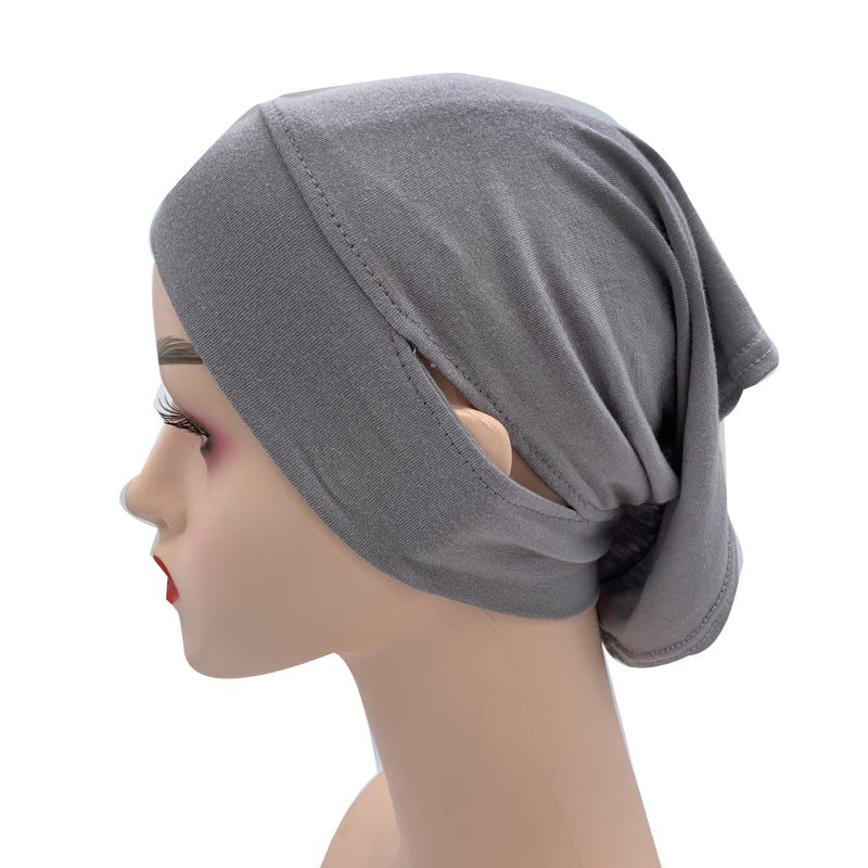 Jersey Cotton Muslim Women Under Hijab Cap With Ear Hole Inner Hijab Cap Round Forehead Underscarf Bonnet Femme Musulman