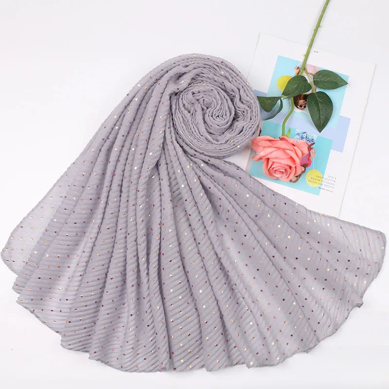90*200cm muslim crinkle hijab scarf islamic sprinkle gold scarves with hot stamping foulard femme musulman solid shawls