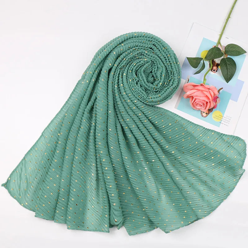 90*200cm muslim crinkle hijab scarf islamic sprinkle gold scarves with hot stamping foulard femme musulman solid shawls