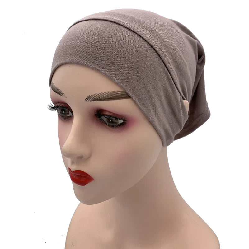 Jersey Cotton Muslim Women Under Hijab Cap With Ear Hole Inner Hijab Cap Round Forehead Underscarf Bonnet Femme Musulman