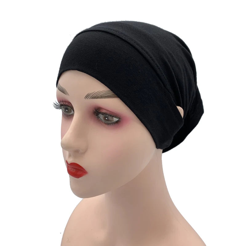 Jersey Cotton Muslim Women Under Hijab Cap With Ear Hole Inner Hijab Cap Round Forehead Underscarf Bonnet Femme Musulman