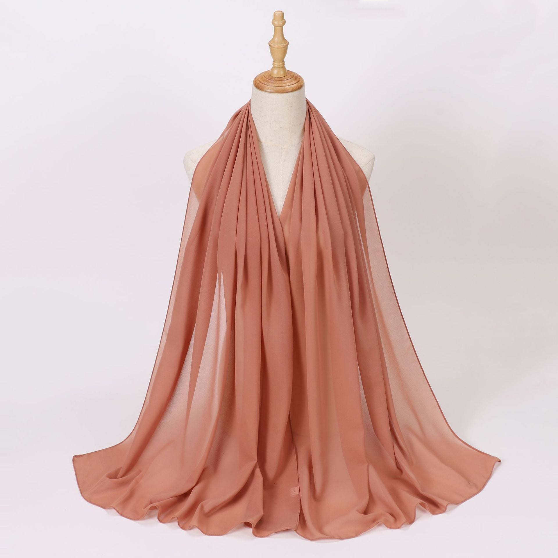 Foreign Trade Single-Color Pearl Chiffon Long Scarf Hijab Malay Ethnic Gauze Scarf African Headscarf Dropshipping