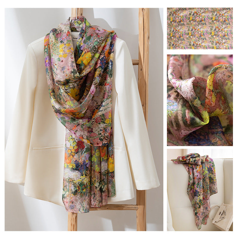 Silk Scarf for Women, New Mulberry Silk Spring and Summer Style, Versatile Long Silk Scarf, Mother's Day Gift Box Packaging