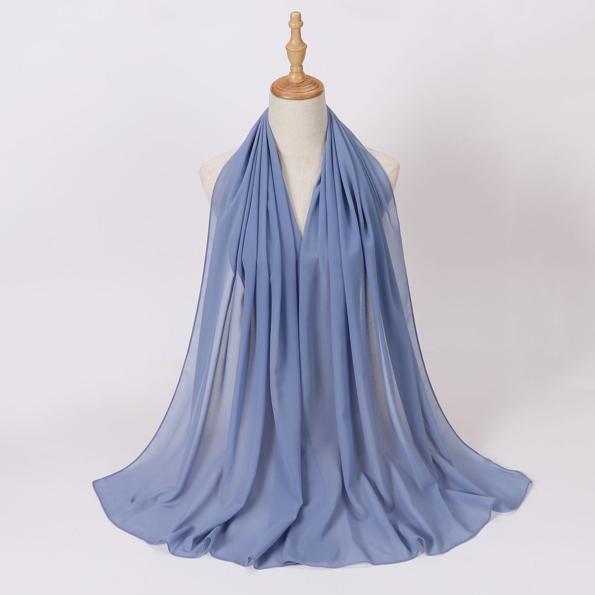 Foreign Trade Single-Color Pearl Chiffon Long Scarf Hijab Malay Ethnic Gauze Scarf African Headscarf Dropshipping