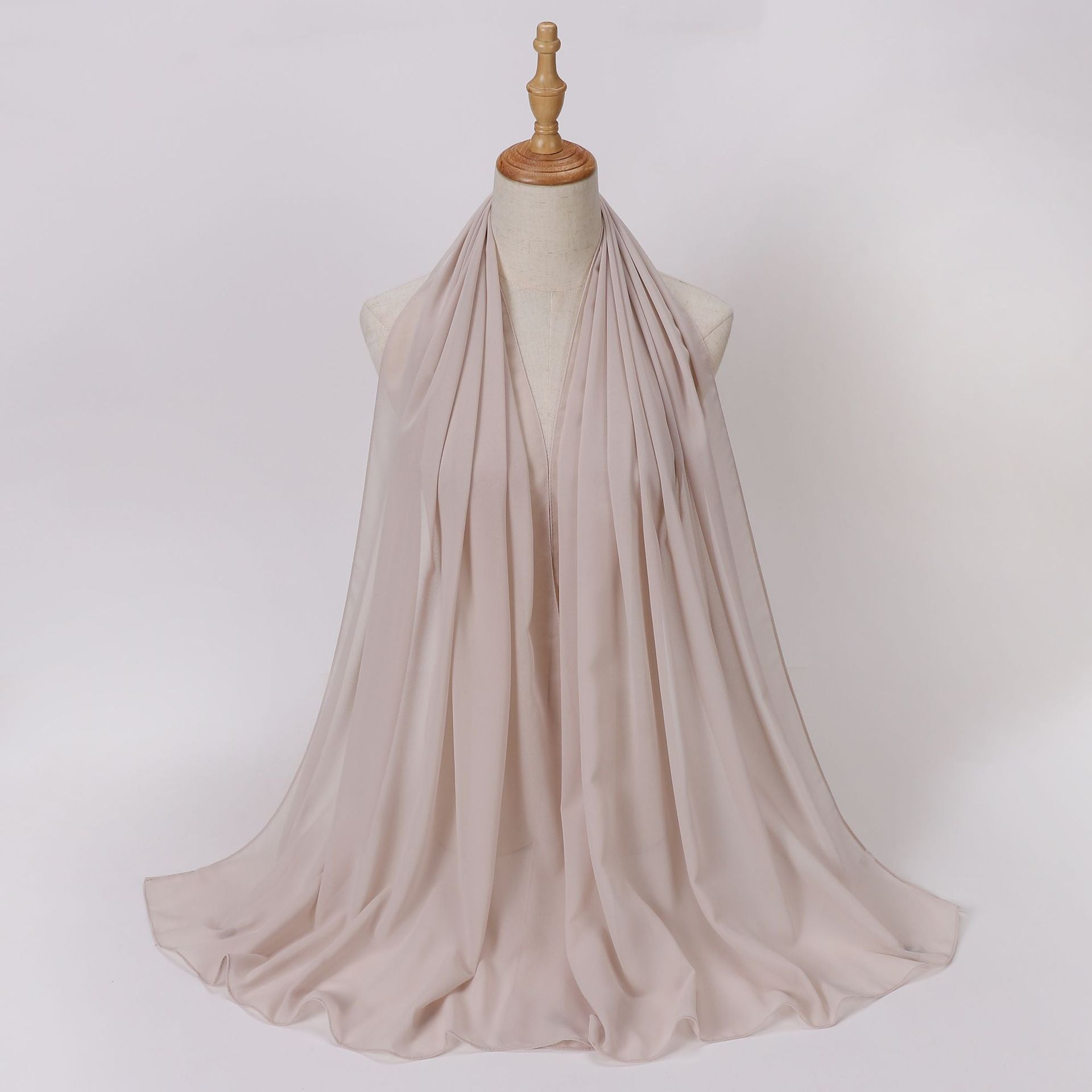 Foreign Trade Single-Color Pearl Chiffon Long Scarf Hijab Malay Ethnic Gauze Scarf African Headscarf Dropshipping