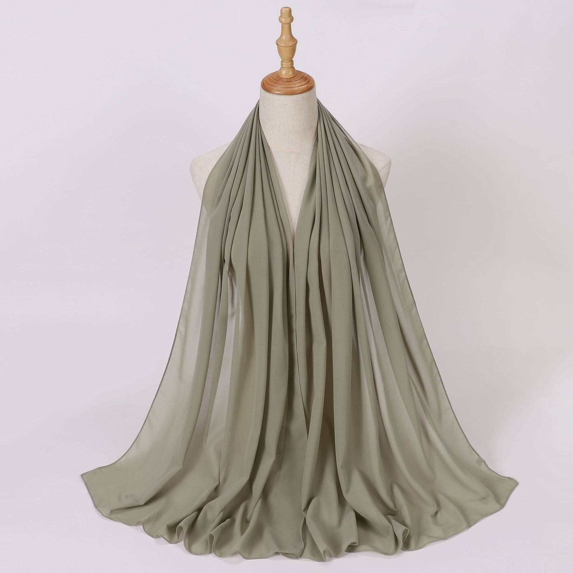 Foreign Trade Single-Color Pearl Chiffon Long Scarf Hijab Malay Ethnic Gauze Scarf African Headscarf Dropshipping