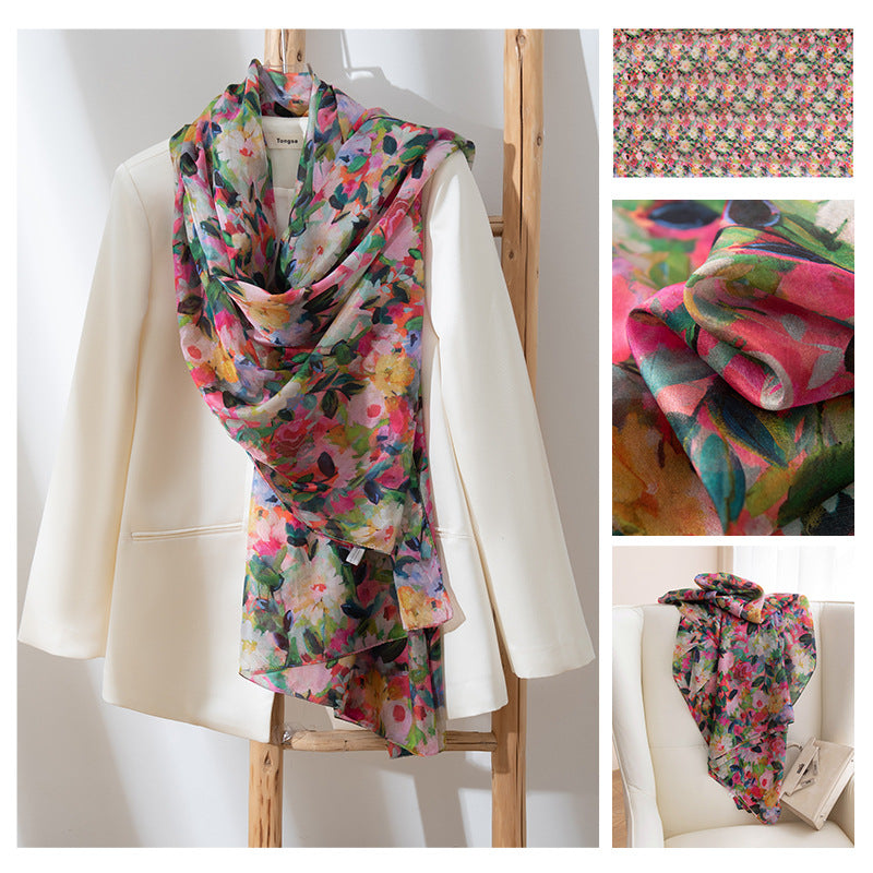 Silk Scarf for Women, New Mulberry Silk Spring and Summer Style, Versatile Long Silk Scarf, Mother's Day Gift Box Packaging