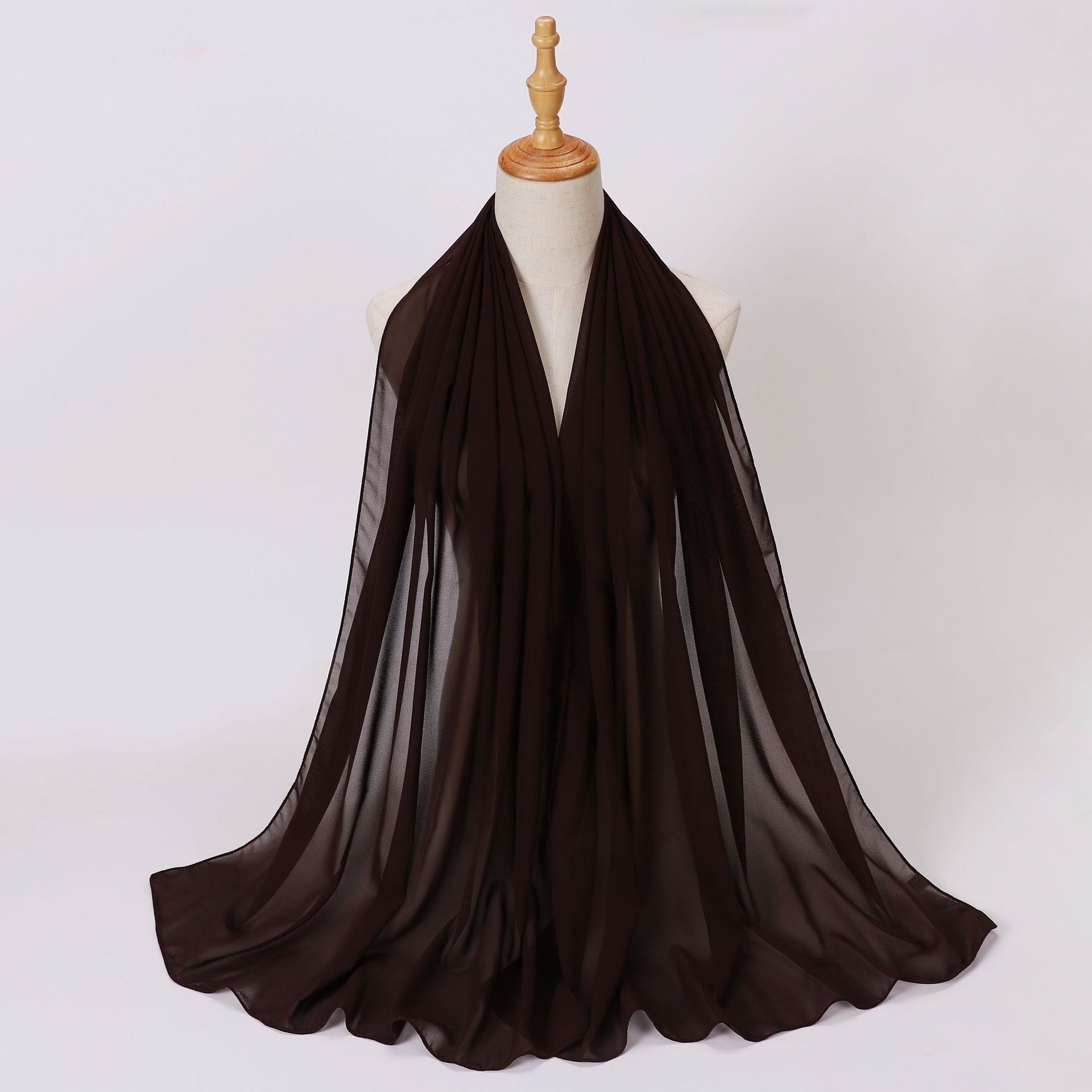 Foreign Trade Single-Color Pearl Chiffon Long Scarf Hijab Malay Ethnic Gauze Scarf African Headscarf Dropshipping