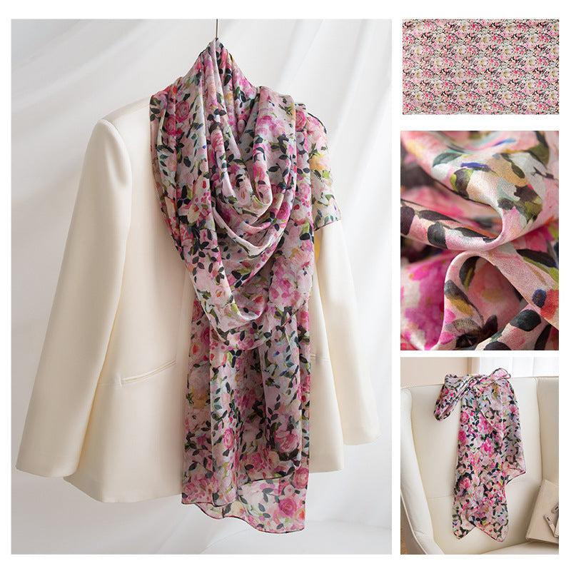 Silk Scarf for Women, New Mulberry Silk Spring and Summer Style, Versatile Long Silk Scarf, Mother's Day Gift Box Packaging