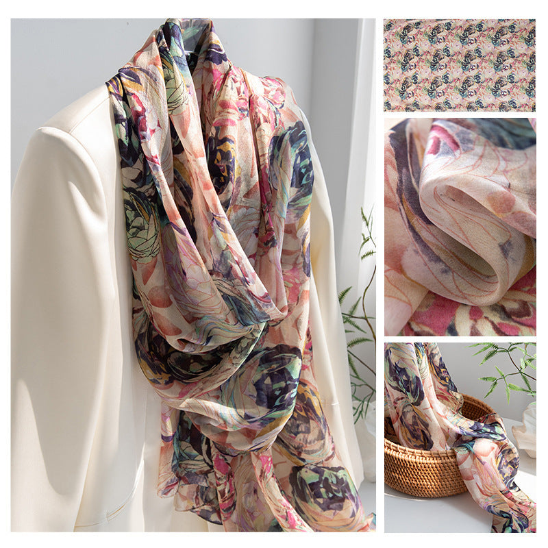 Silk Scarf for Women, New Mulberry Silk Spring and Summer Style, Versatile Long Silk Scarf, Mother's Day Gift Box Packaging