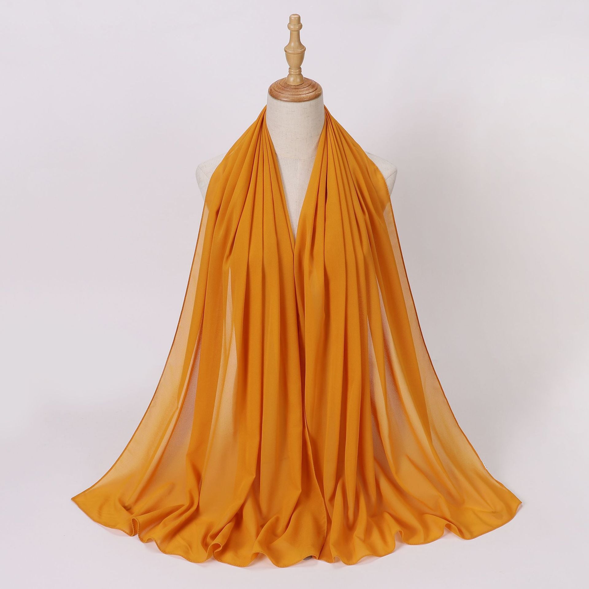 Foreign Trade Single-Color Pearl Chiffon Long Scarf Hijab Malay Ethnic Gauze Scarf African Headscarf Dropshipping
