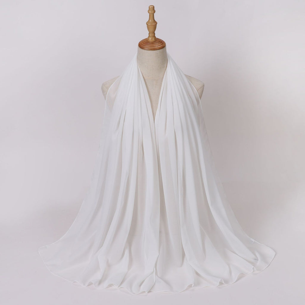 Foreign Trade Single-Color Pearl Chiffon Long Scarf Hijab Malay Ethnic Gauze Scarf African Headscarf Dropshipping