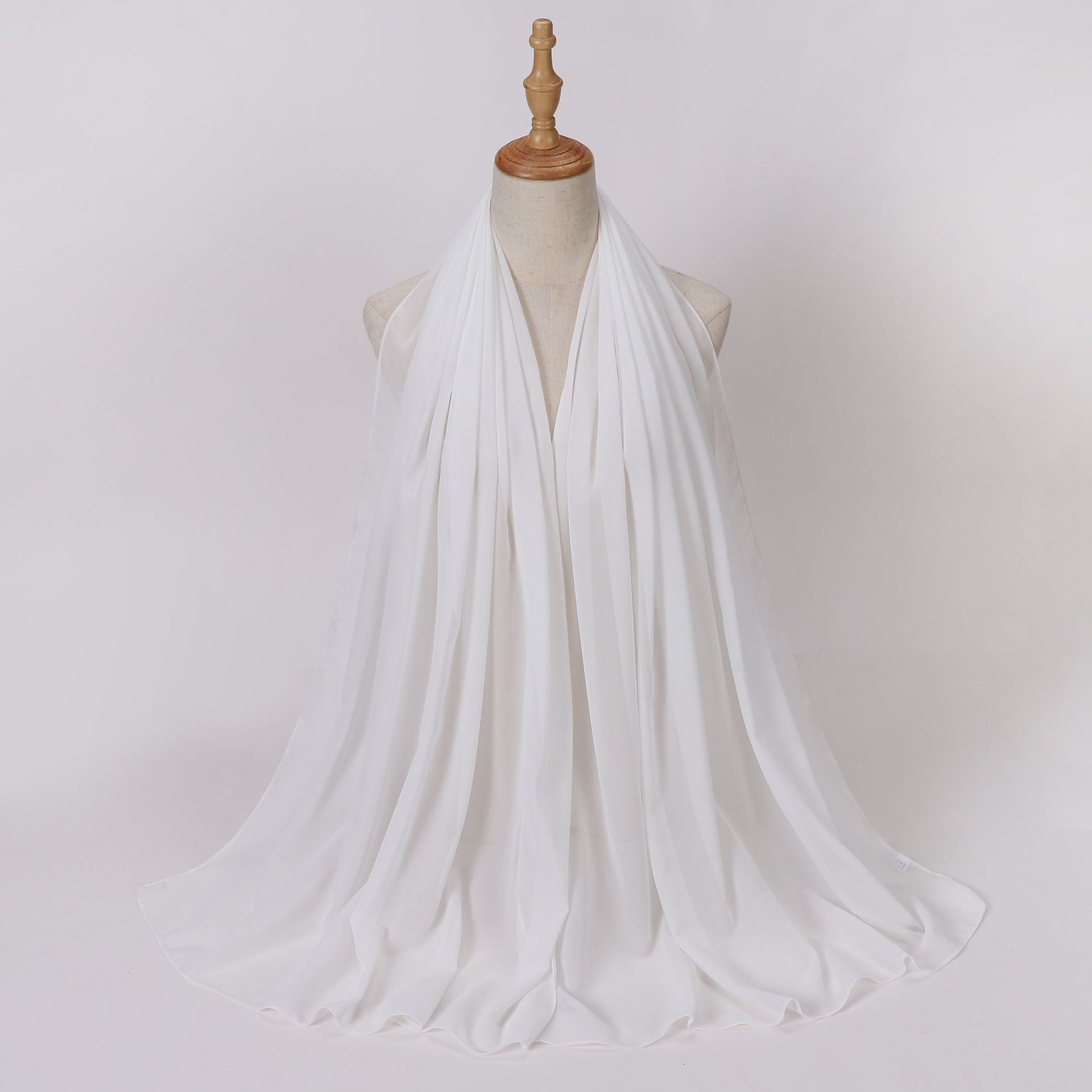 Foreign Trade Single-Color Pearl Chiffon Long Scarf Hijab Malay Ethnic Gauze Scarf African Headscarf Dropshipping