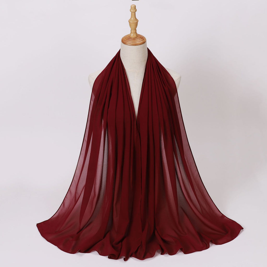 Foreign Trade Single-Color Pearl Chiffon Long Scarf Hijab Malay Ethnic Gauze Scarf African Headscarf Dropshipping