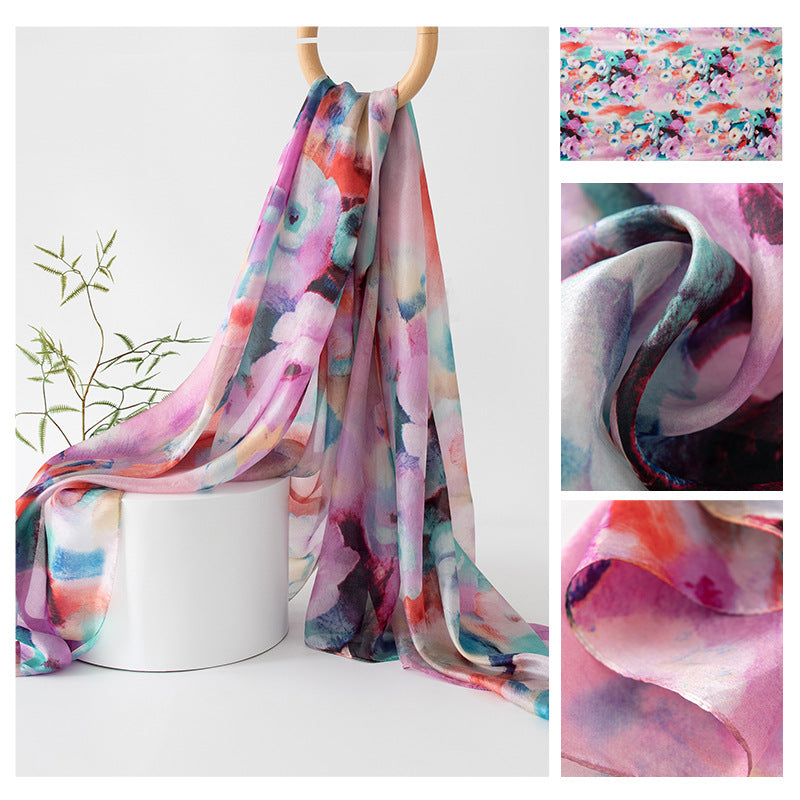 Silk Scarf for Women, New Mulberry Silk Spring and Summer Style, Versatile Long Silk Scarf, Mother's Day Gift Box Packaging