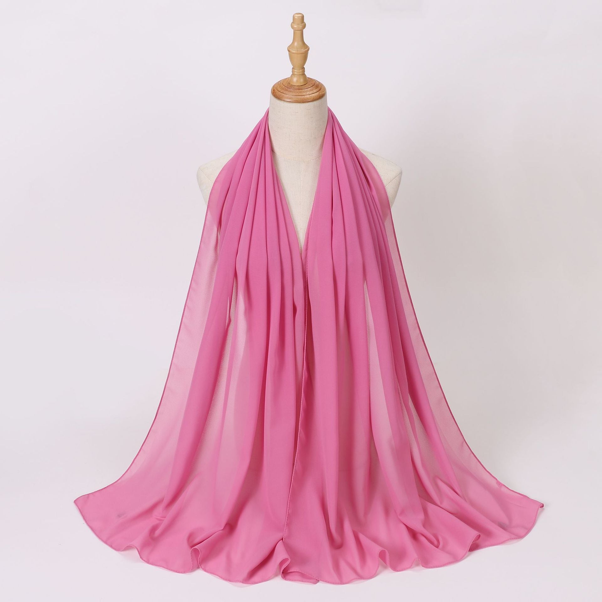 Foreign Trade Single-Color Pearl Chiffon Long Scarf Hijab Malay Ethnic Gauze Scarf African Headscarf Dropshipping