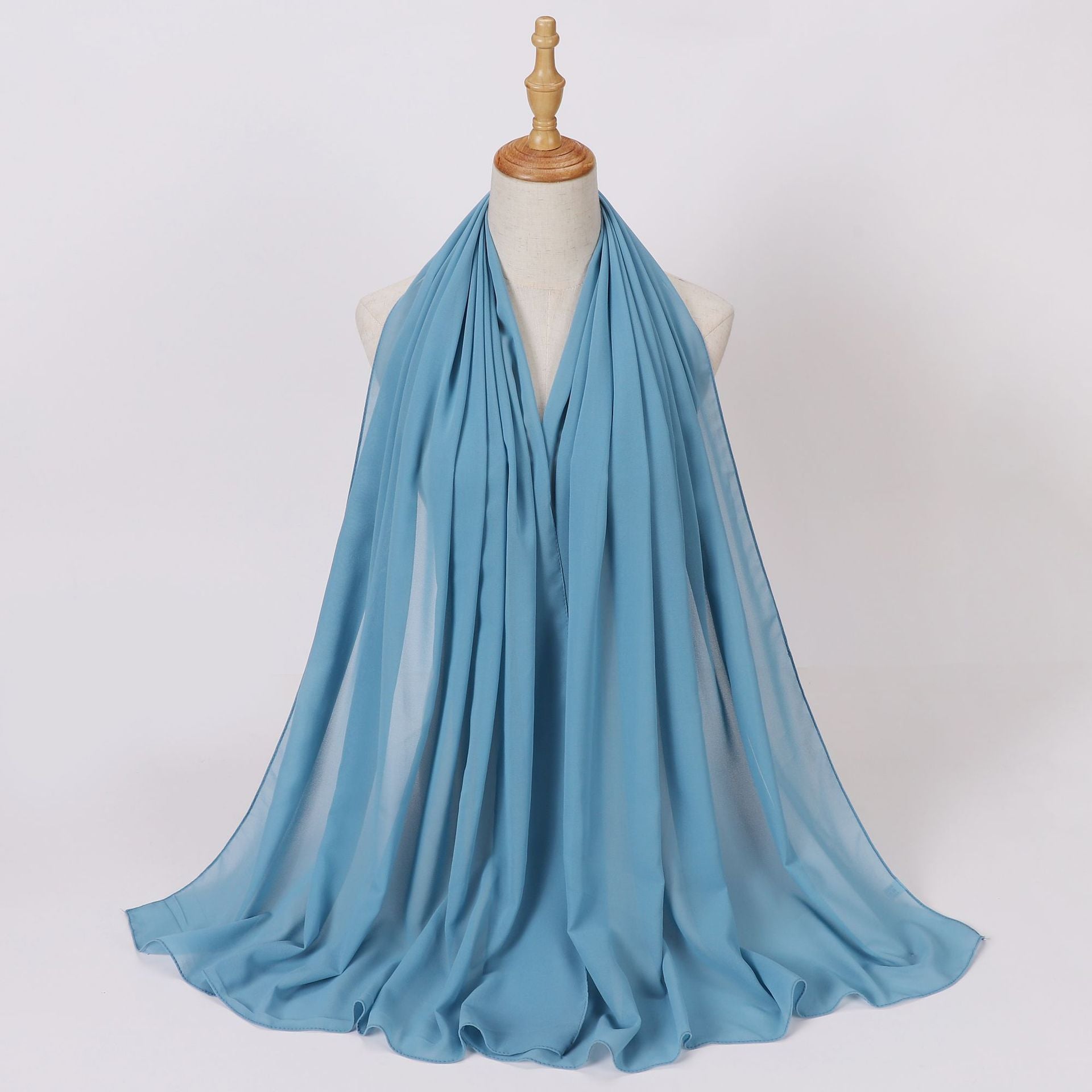Foreign Trade Single-Color Pearl Chiffon Long Scarf Hijab Malay Ethnic Gauze Scarf African Headscarf Dropshipping