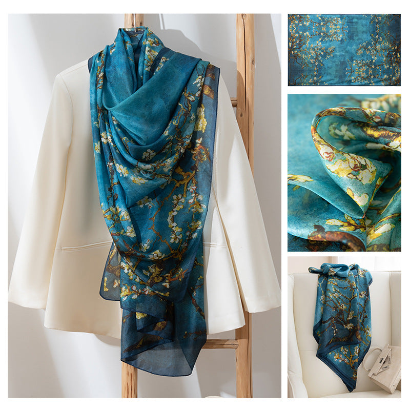 Silk Scarf for Women, New Mulberry Silk Spring and Summer Style, Versatile Long Silk Scarf, Mother's Day Gift Box Packaging
