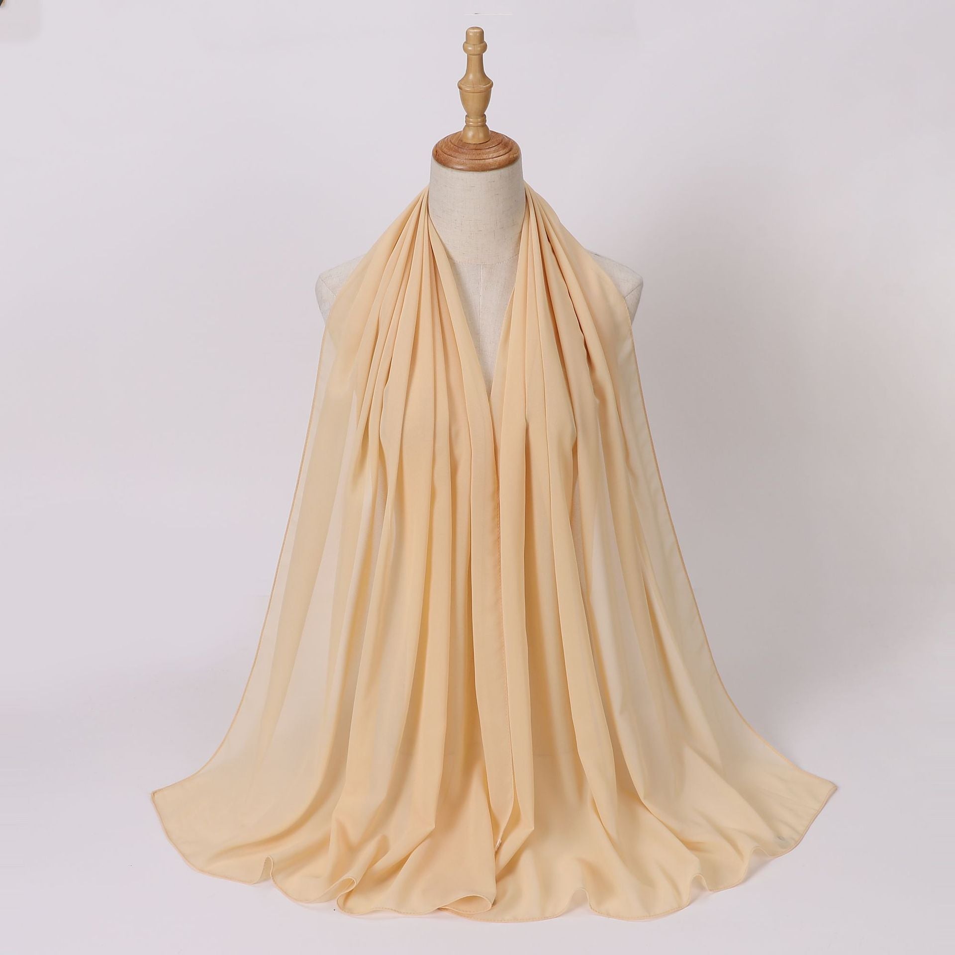 Foreign Trade Single-Color Pearl Chiffon Long Scarf Hijab Malay Ethnic Gauze Scarf African Headscarf Dropshipping