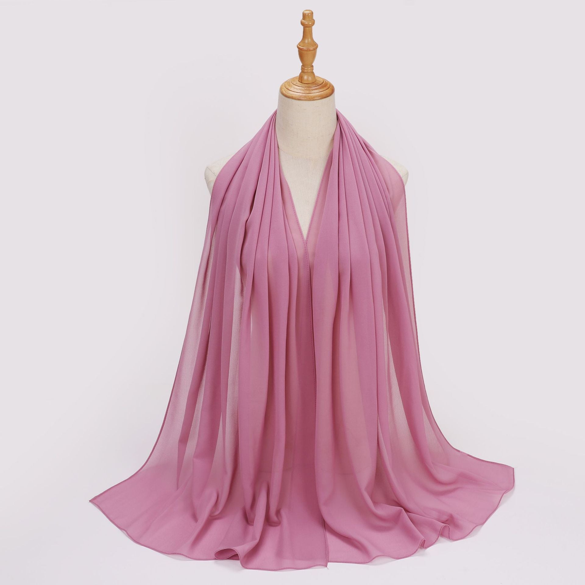 Foreign Trade Single-Color Pearl Chiffon Long Scarf Hijab Malay Ethnic Gauze Scarf African Headscarf Dropshipping