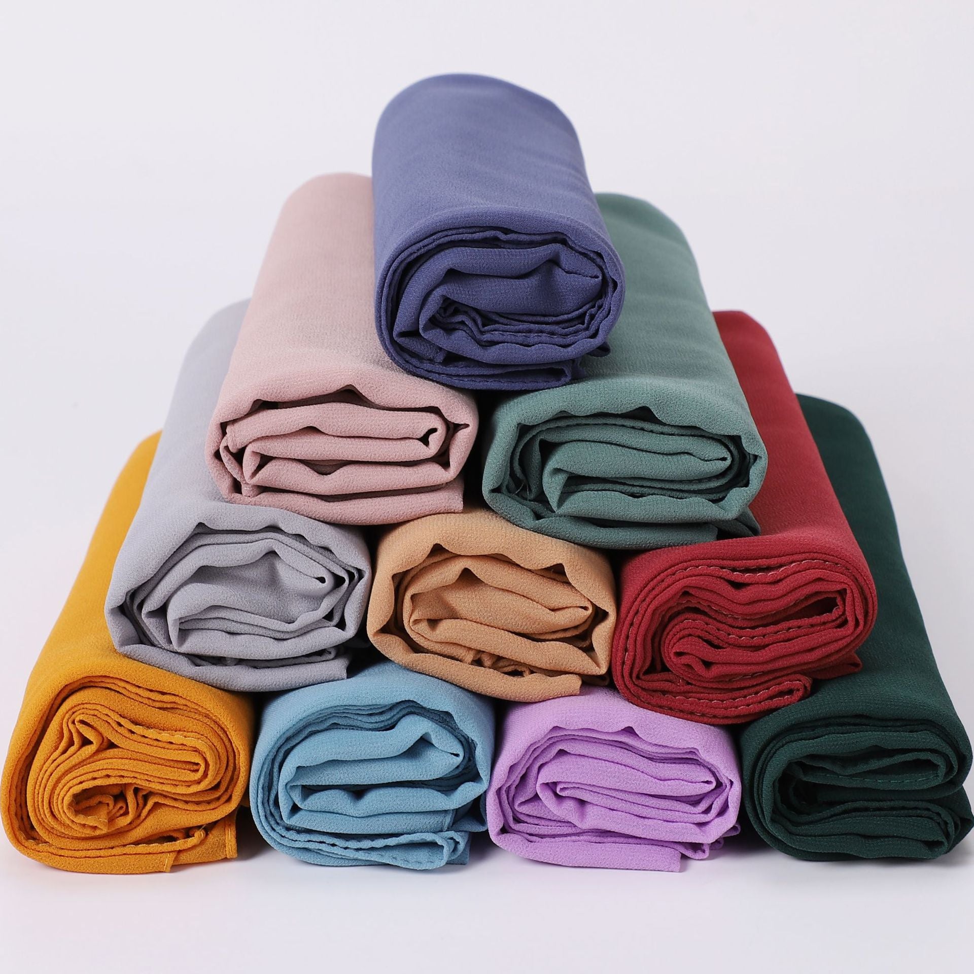 Foreign Trade Single-Color Pearl Chiffon Long Scarf Hijab Malay Ethnic Gauze Scarf African Headscarf Dropshipping