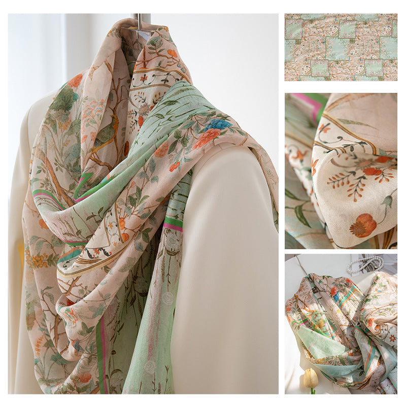Silk Scarf for Women, New Mulberry Silk Spring and Summer Style, Versatile Long Silk Scarf, Mother's Day Gift Box Packaging