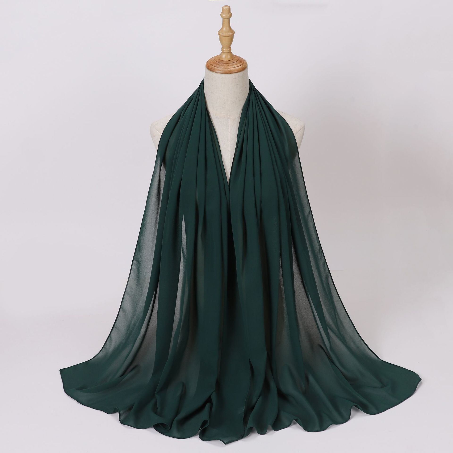 Foreign Trade Single-Color Pearl Chiffon Long Scarf Hijab Malay Ethnic Gauze Scarf African Headscarf Dropshipping