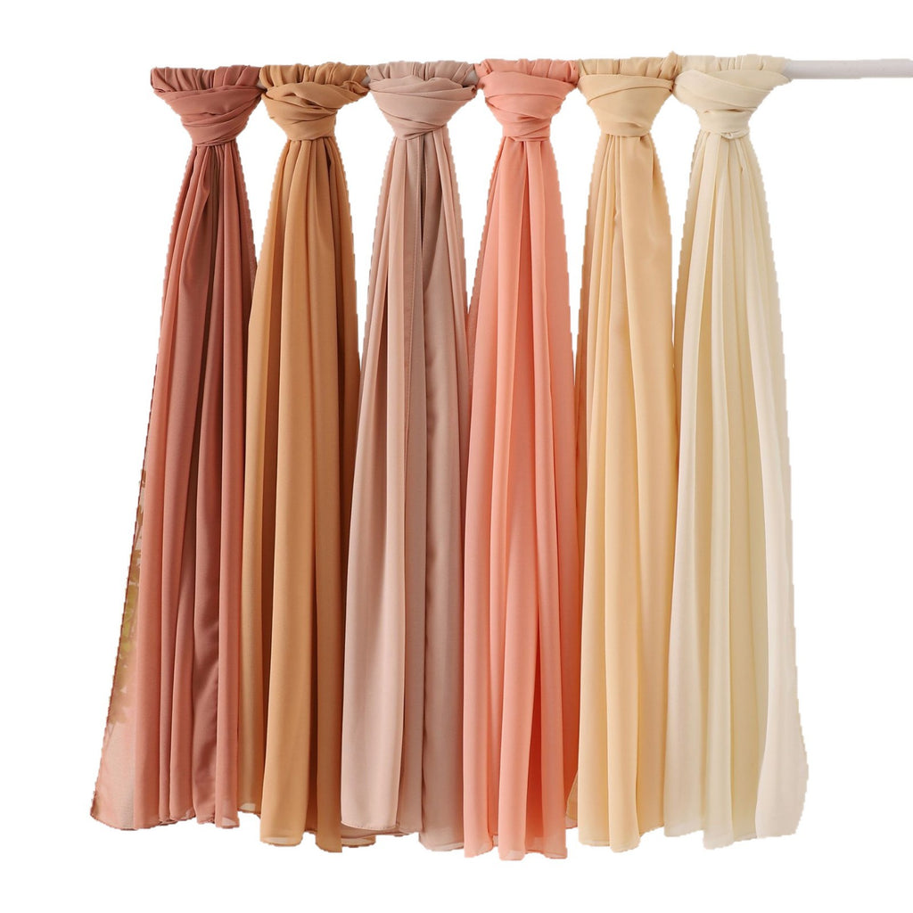 Foreign Trade Single-Color Pearl Chiffon Long Scarf Hijab Malay Ethnic Gauze Scarf African Headscarf Dropshipping