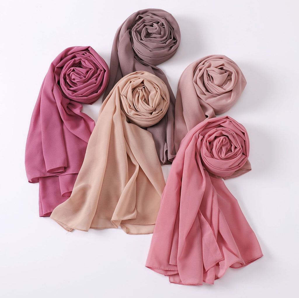 Foreign Trade Single-Color Pearl Chiffon Long Scarf Hijab Malay Ethnic Gauze Scarf African Headscarf Dropshipping