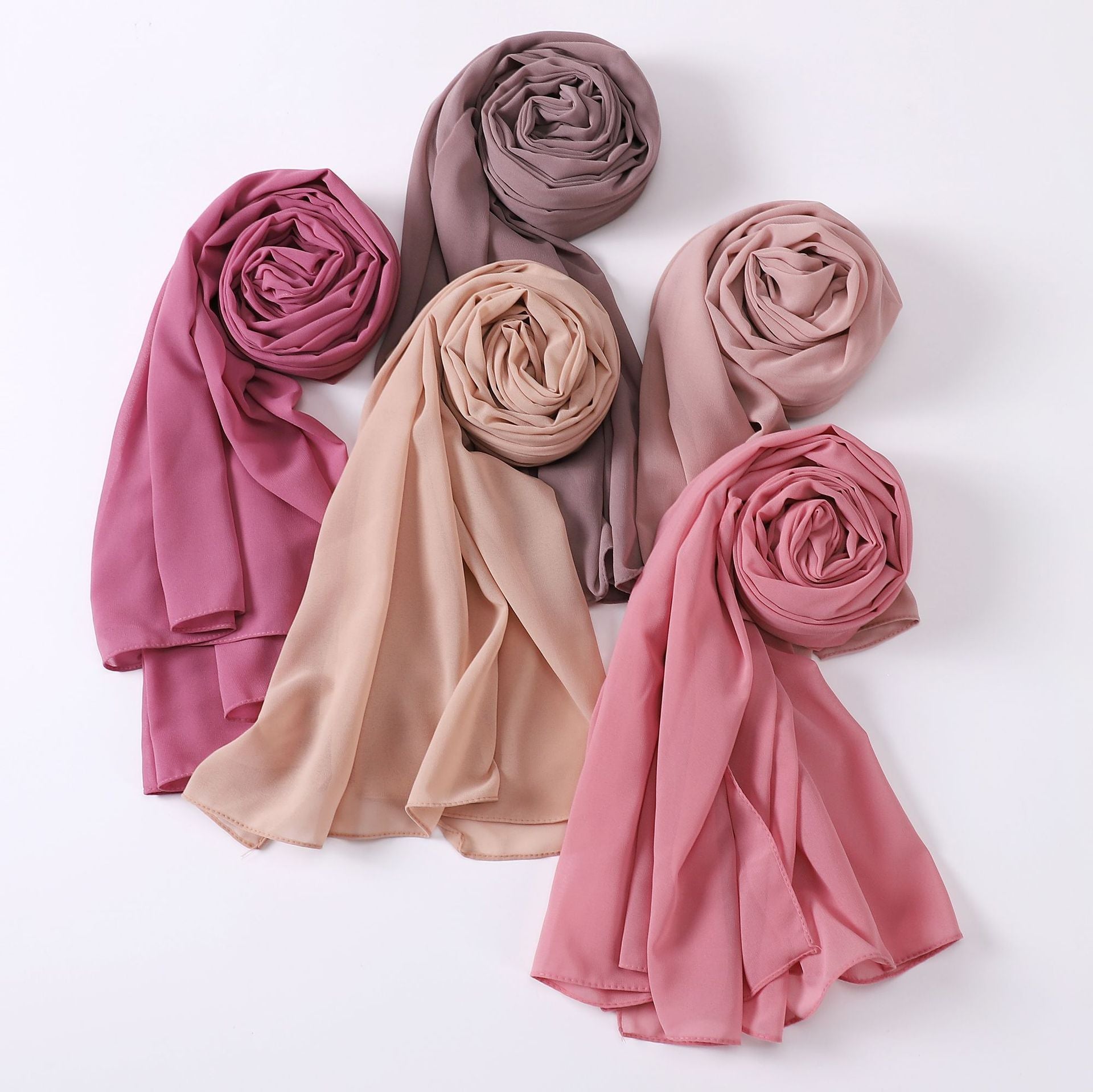Foreign Trade Single-Color Pearl Chiffon Long Scarf Hijab Malay Ethnic Gauze Scarf African Headscarf Dropshipping
