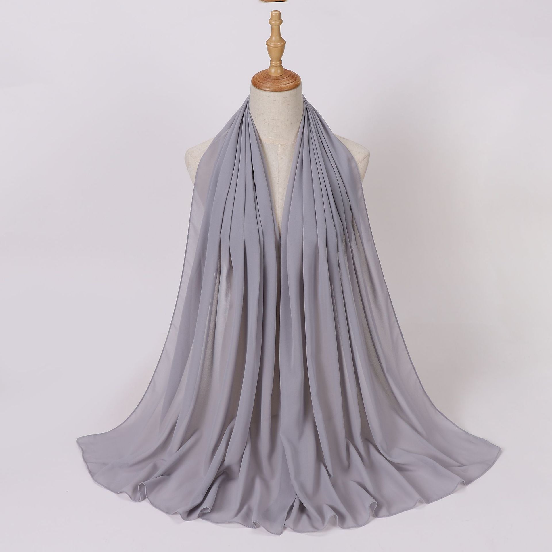 Foreign Trade Single-Color Pearl Chiffon Long Scarf Hijab Malay Ethnic Gauze Scarf African Headscarf Dropshipping