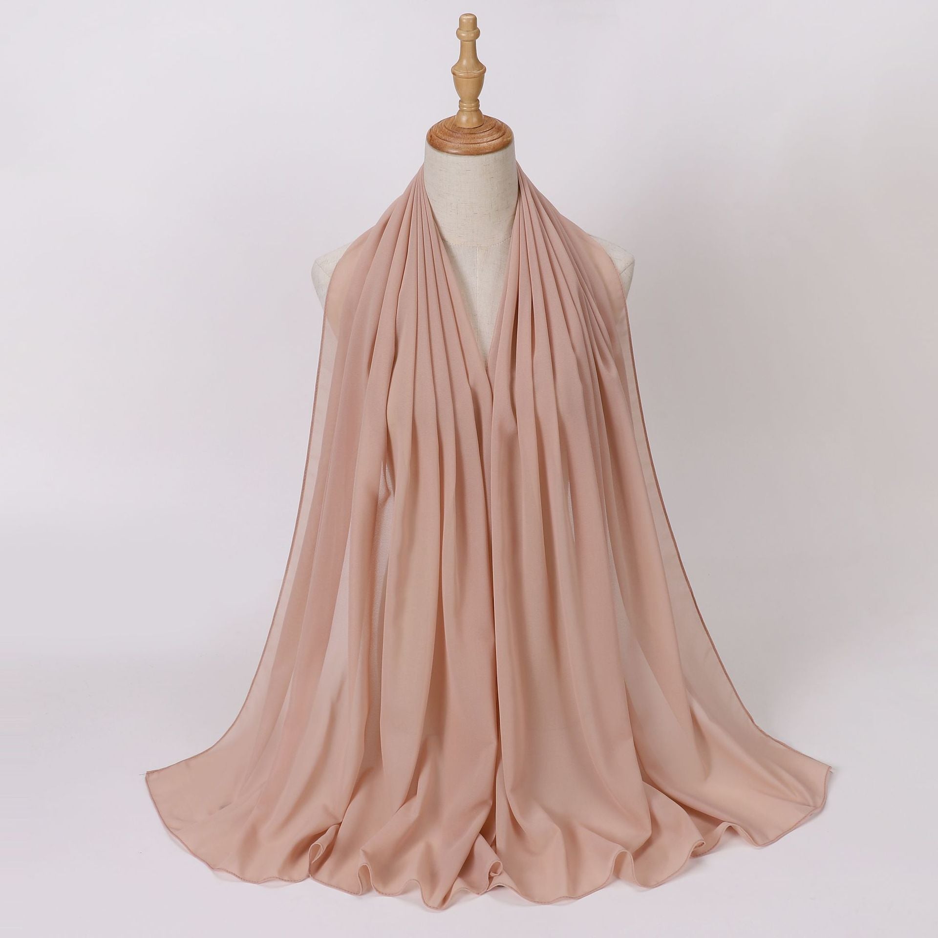 Foreign Trade Single-Color Pearl Chiffon Long Scarf Hijab Malay Ethnic Gauze Scarf African Headscarf Dropshipping