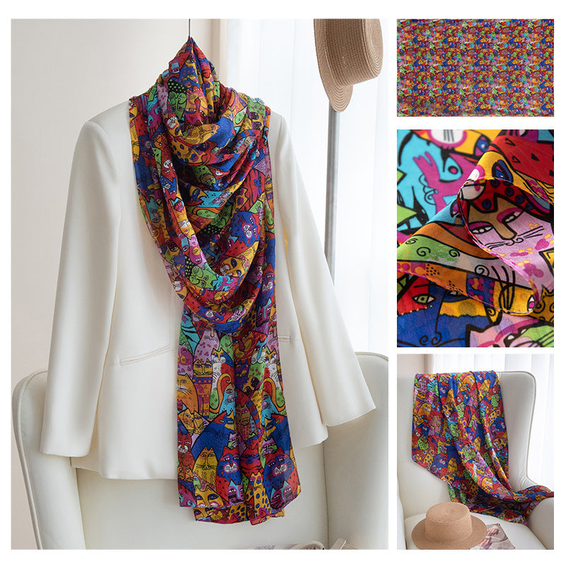 Silk Scarf for Women, New Mulberry Silk Spring and Summer Style, Versatile Long Silk Scarf, Mother's Day Gift Box Packaging