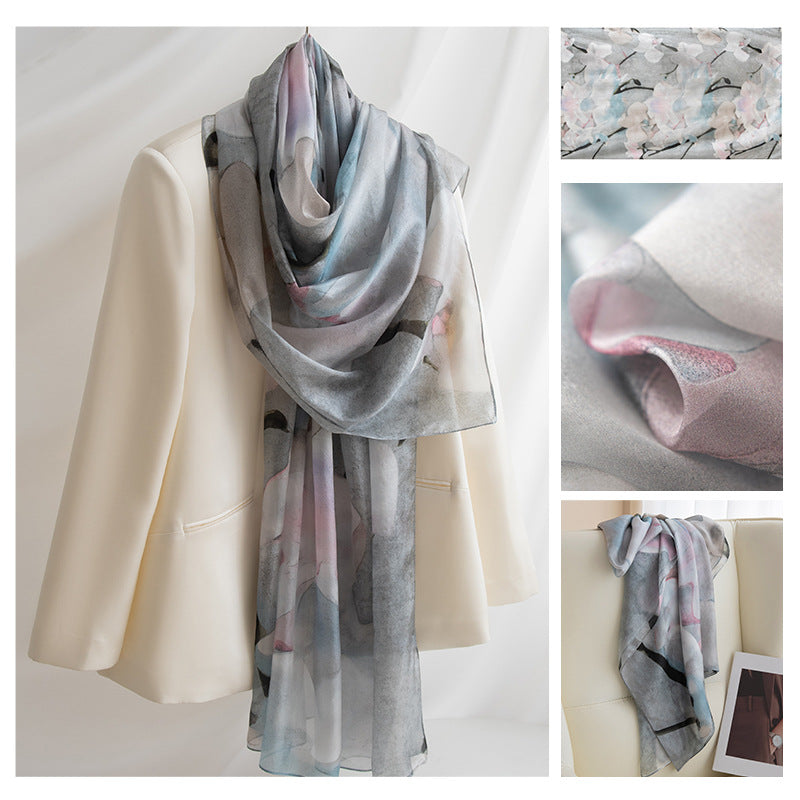 Silk Scarf for Women, New Mulberry Silk Spring and Summer Style, Versatile Long Silk Scarf, Mother's Day Gift Box Packaging