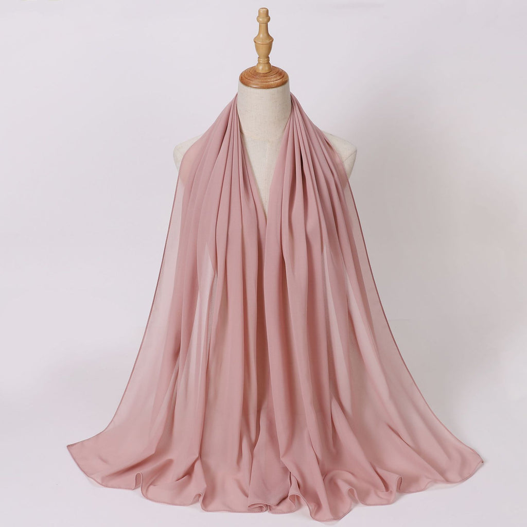 Foreign Trade Single-Color Pearl Chiffon Long Scarf Hijab Malay Ethnic Gauze Scarf African Headscarf Dropshipping