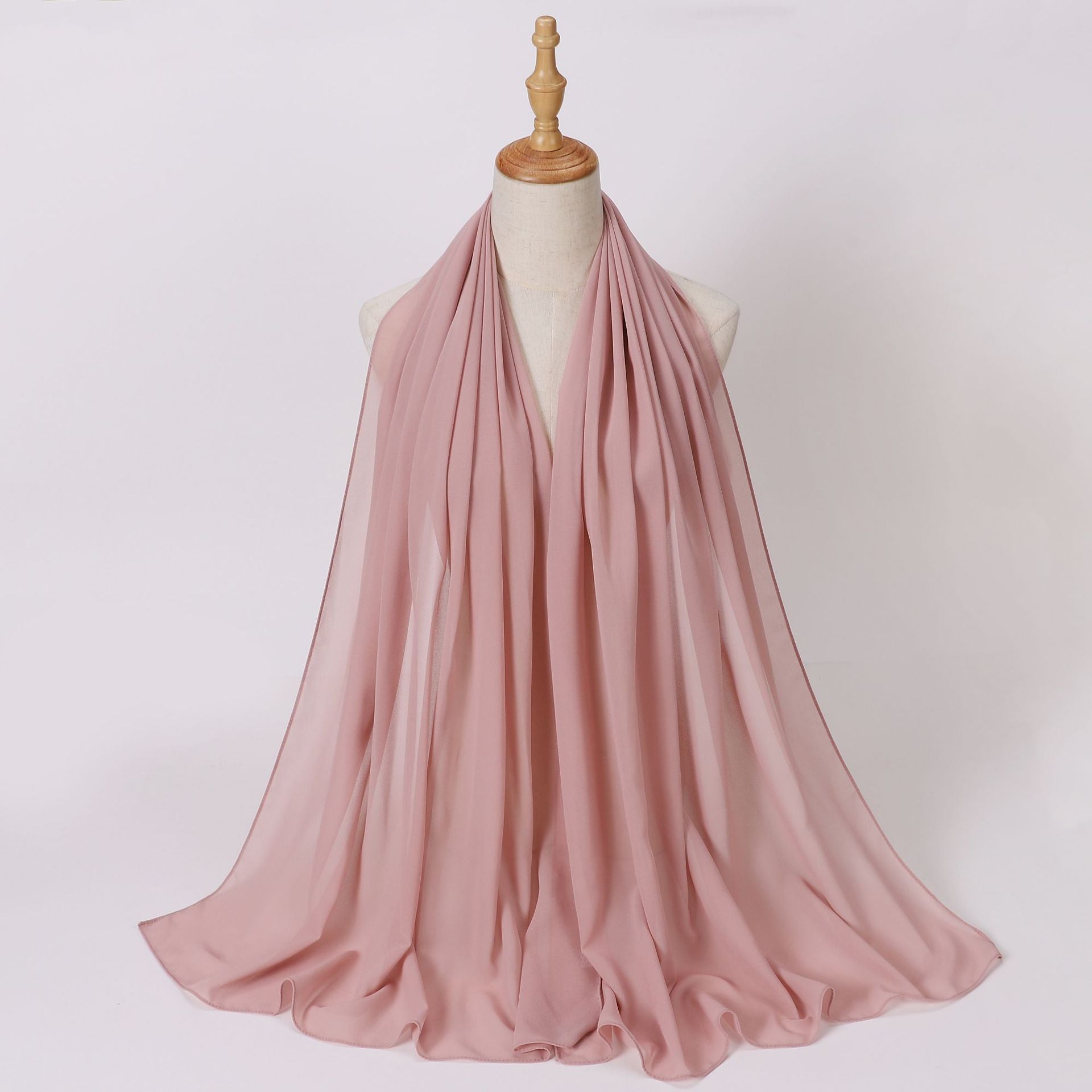 Foreign Trade Single-Color Pearl Chiffon Long Scarf Hijab Malay Ethnic Gauze Scarf African Headscarf Dropshipping