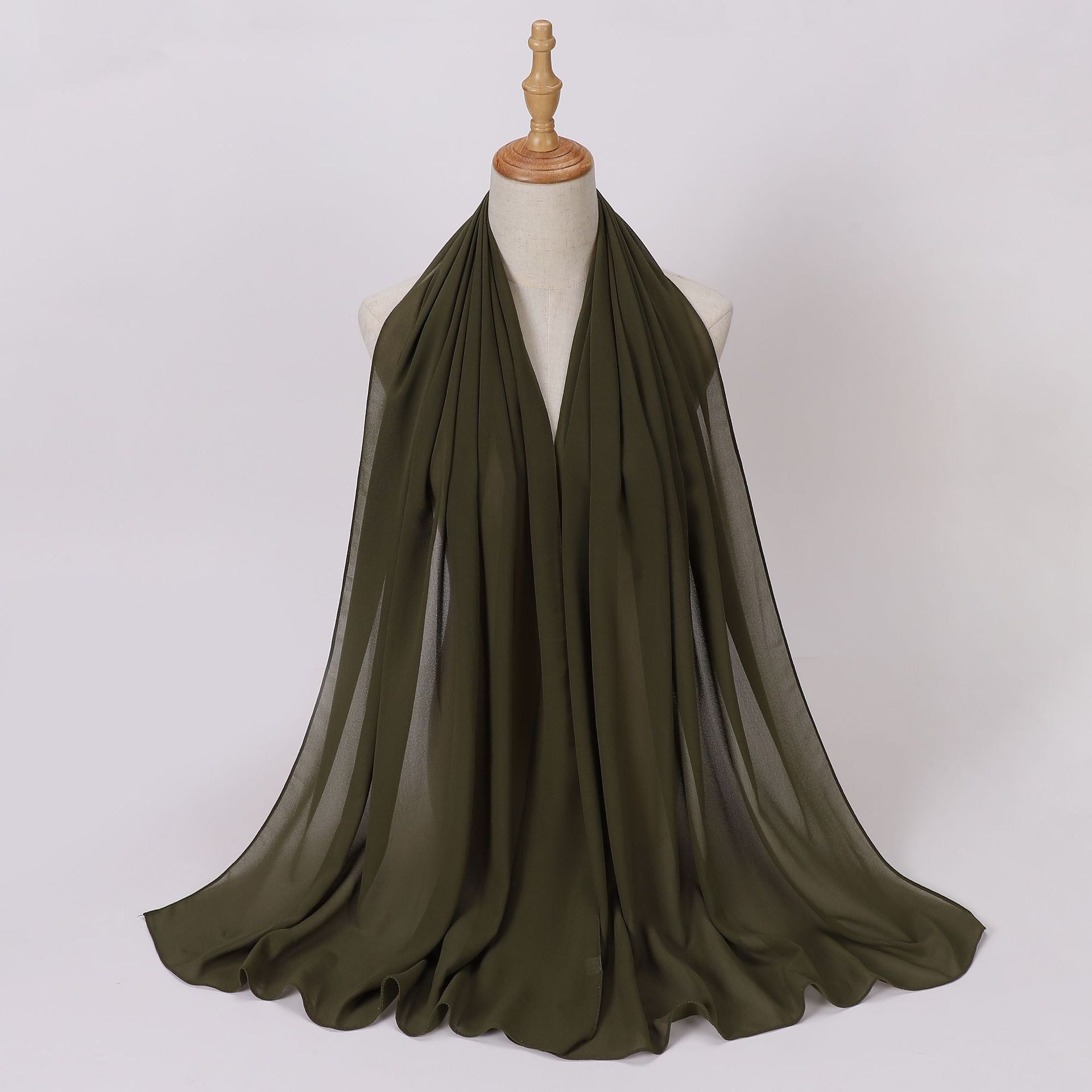 Foreign Trade Single-Color Pearl Chiffon Long Scarf Hijab Malay Ethnic Gauze Scarf African Headscarf Dropshipping