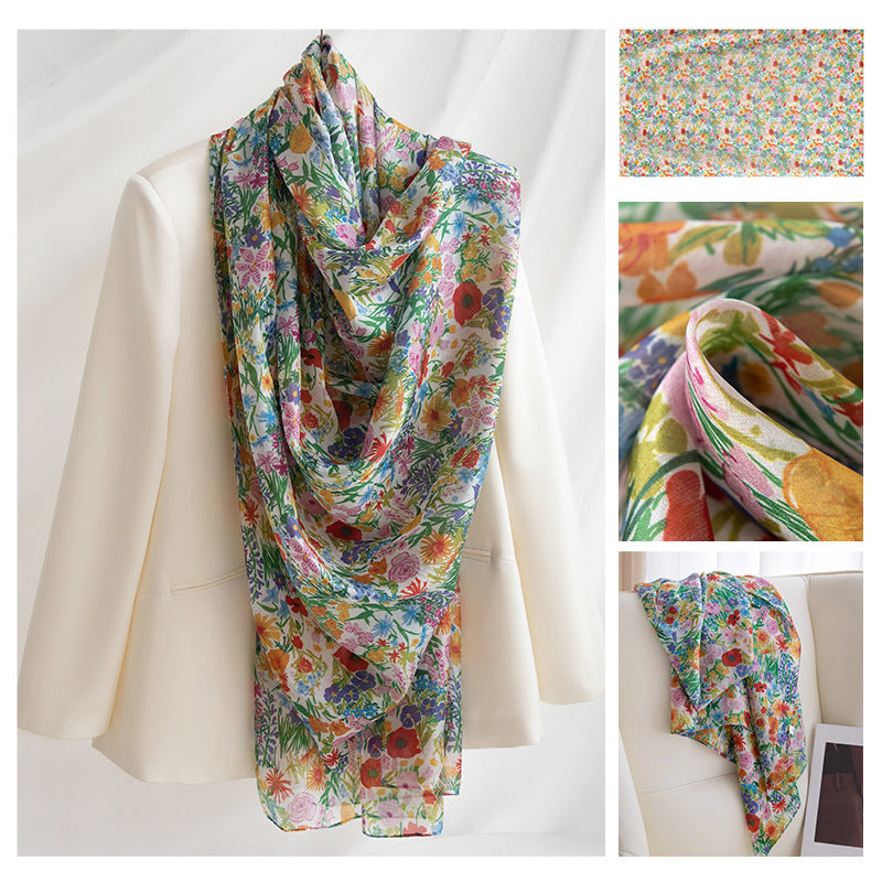 Silk Scarf for Women, New Mulberry Silk Spring and Summer Style, Versatile Long Silk Scarf, Mother's Day Gift Box Packaging