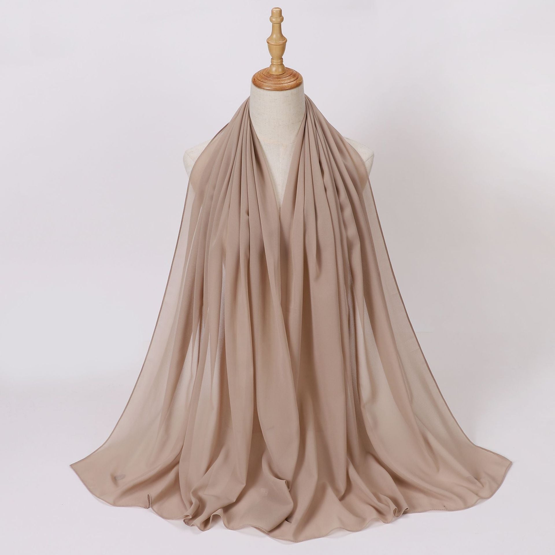 Foreign Trade Single-Color Pearl Chiffon Long Scarf Hijab Malay Ethnic Gauze Scarf African Headscarf Dropshipping