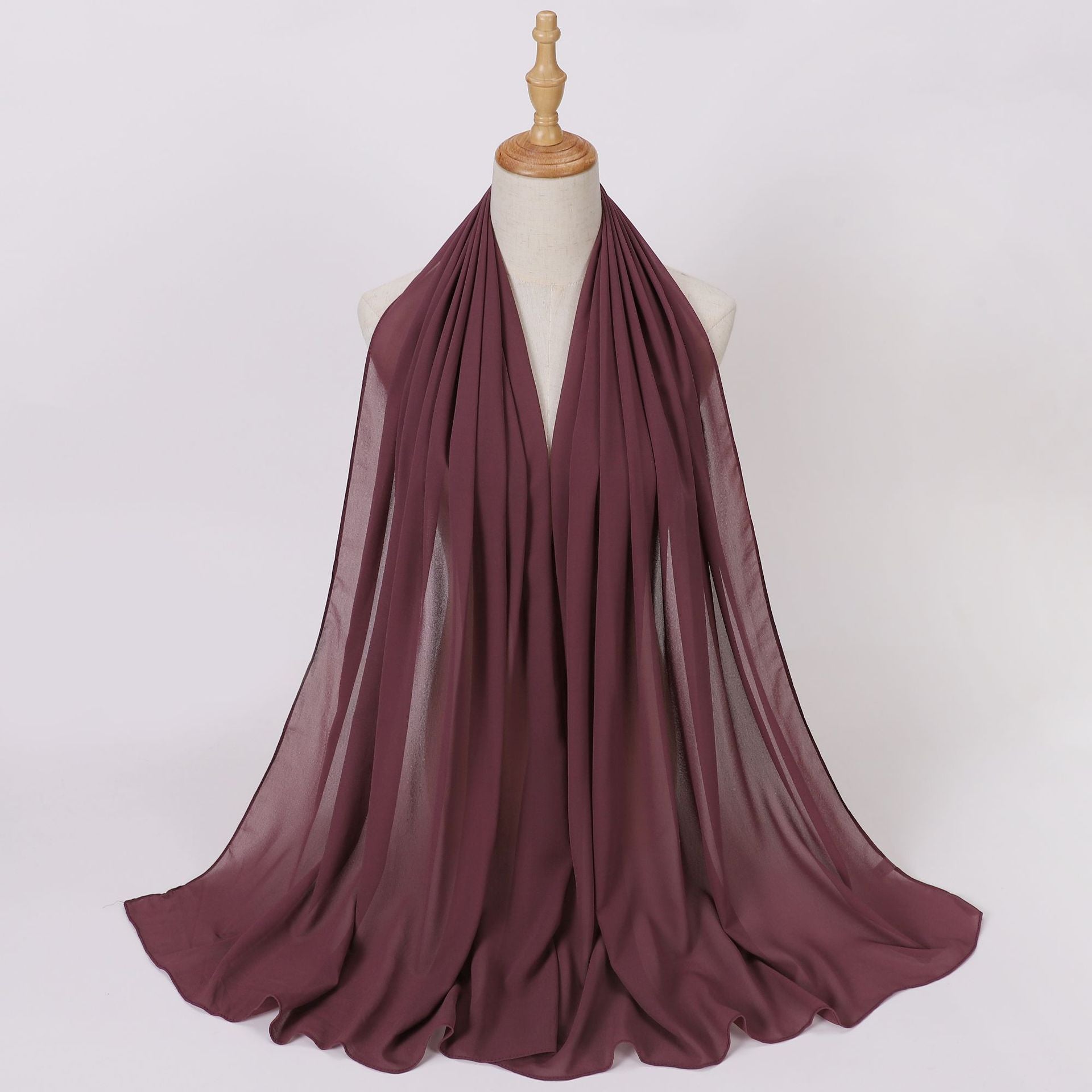 Foreign Trade Single-Color Pearl Chiffon Long Scarf Hijab Malay Ethnic Gauze Scarf African Headscarf Dropshipping