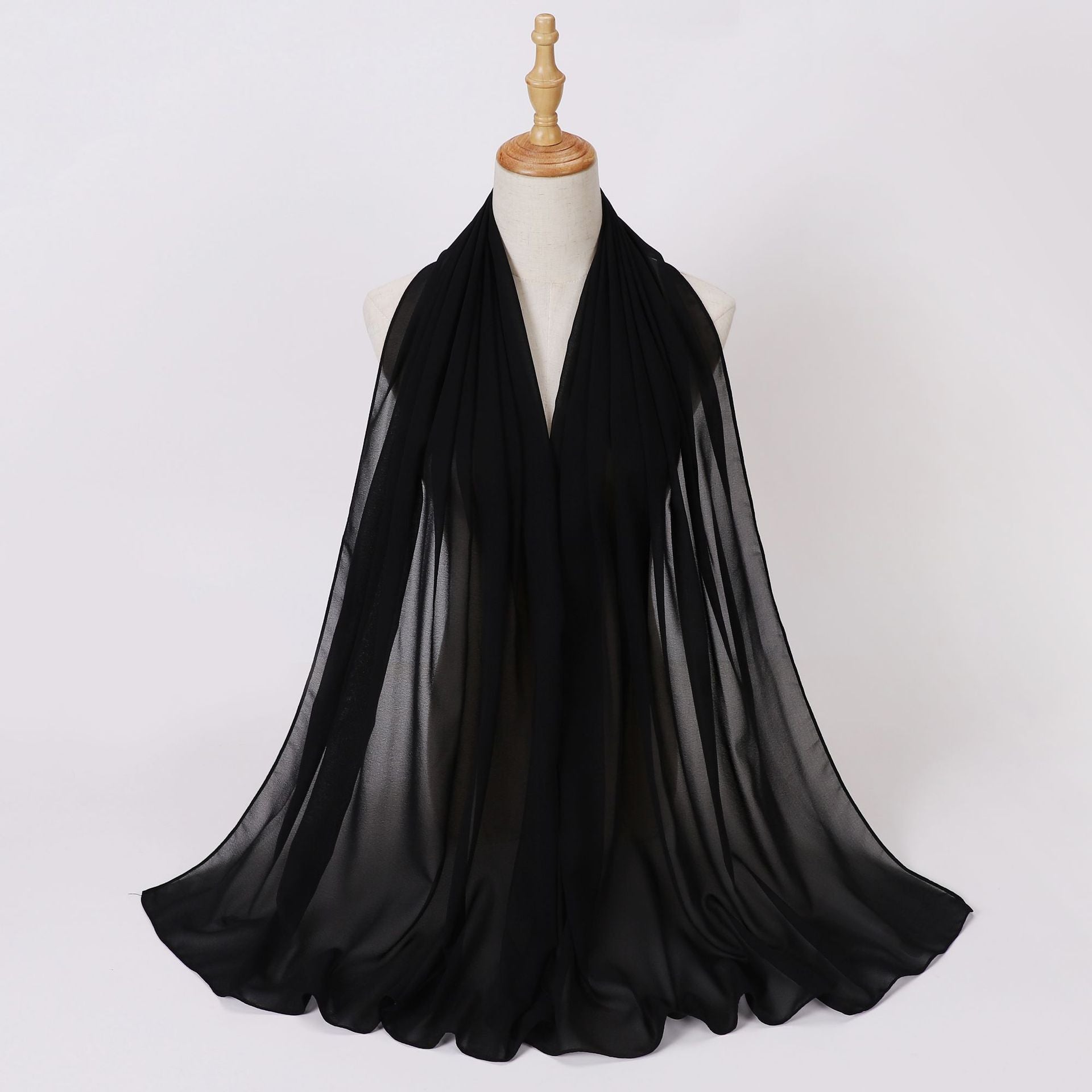 Foreign Trade Single-Color Pearl Chiffon Long Scarf Hijab Malay Ethnic Gauze Scarf African Headscarf Dropshipping